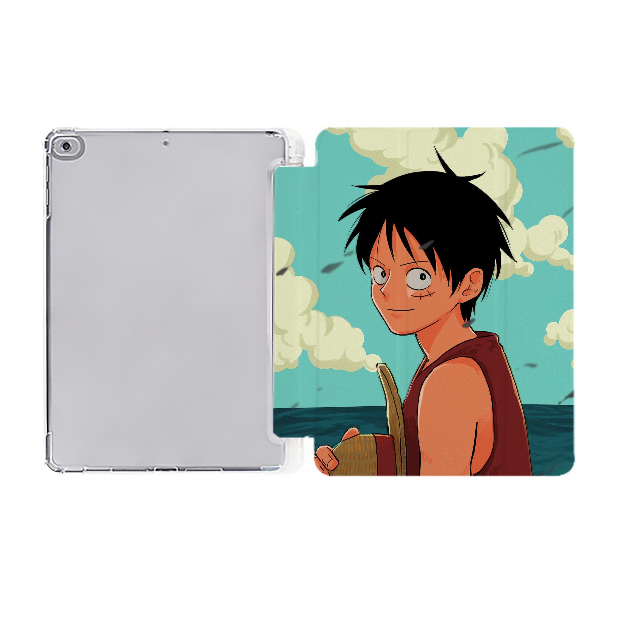 ワンピース ONE PIECE IPad ケース ペン収納付き 三つ折りスタンド PUレザー×シリコン 対応機種9.5/10.5/10.9インチ